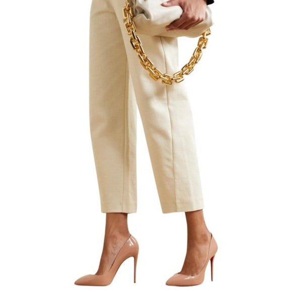 CHRISTIAN LOUBOUTIN Beige Pigalle Follies 100mm Patent Leather Pumps EU:38.5